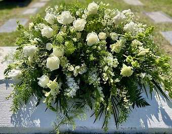 White Harmony Casket Spray